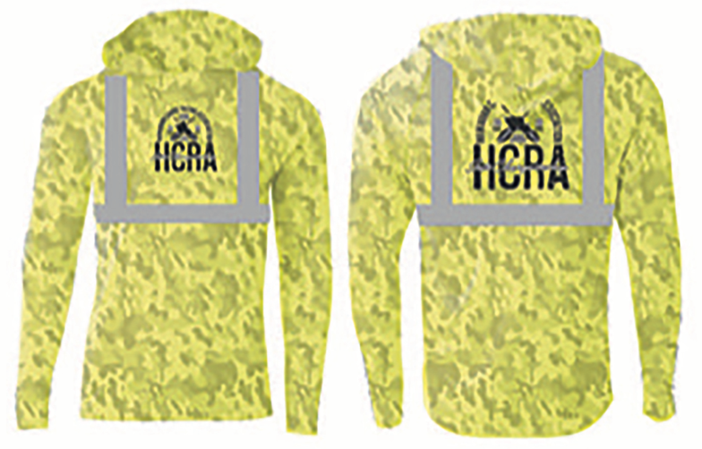 #4 2026 Long Sleeve UPF Hoodie Safety Yellow Camo w/reflective stripes