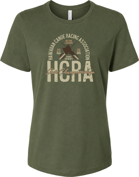 #11 WAHINE Relaxed Fit Tee Cap Sleeve Military Green